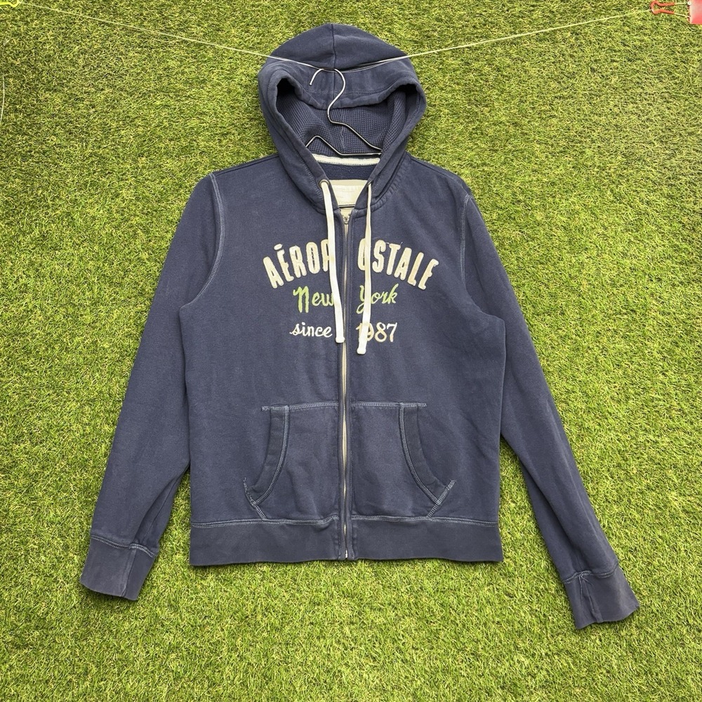 Aéropostale Full Zip Hoodie Womens XL New York Blue y2k Casual Slim Fit 2000s